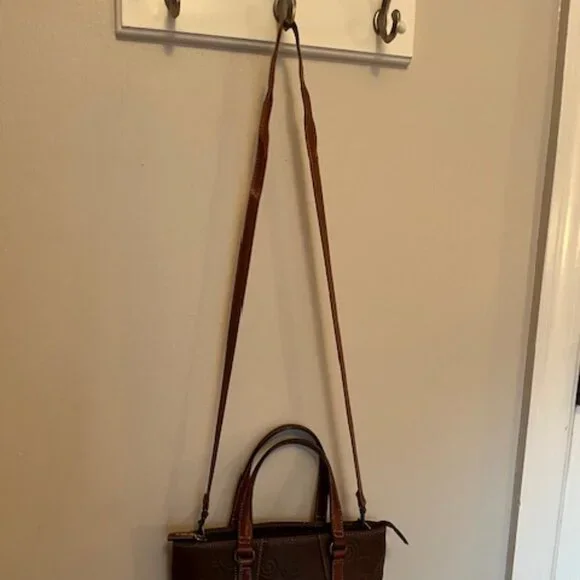 FOSSIL | Brown Floral Tooled Embossed Leather Crossbody or Handbag-EUC - Picture 16 of 16